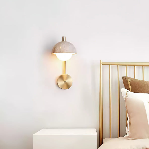 modern yellow travertine opal glass wall lamp
