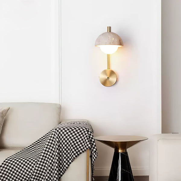 modern yellow travertine opal glass wall lamp