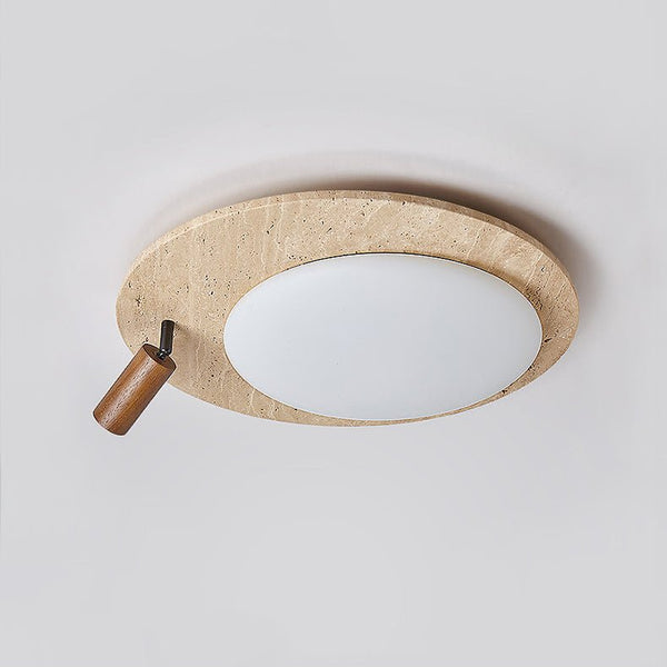 modern yellow travertine oval flush mount ceiling light