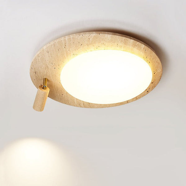 modern yellow travertine oval flush mount ceiling light