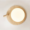 modern yellow travertine oval flush mount ceiling light
