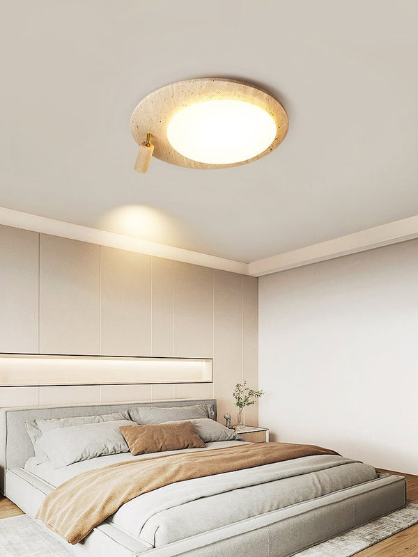 modern yellow travertine oval flush mount ceiling light
