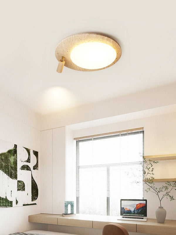 modern yellow travertine oval flush mount ceiling light