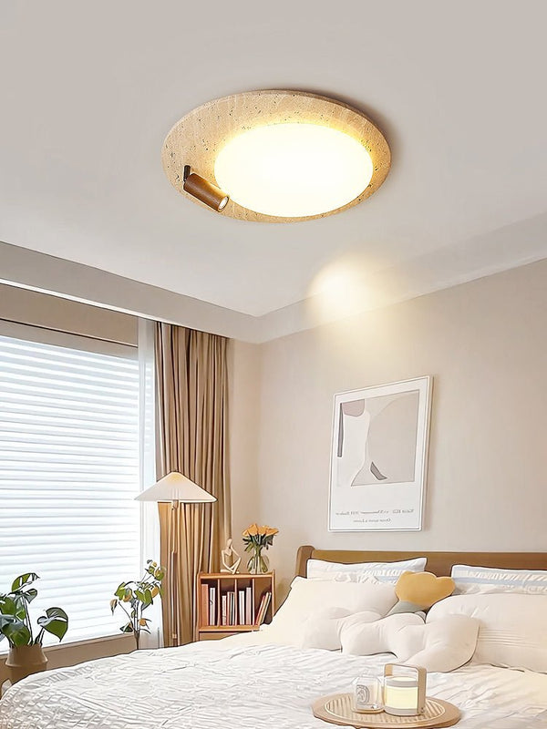 modern yellow travertine oval flush mount ceiling light