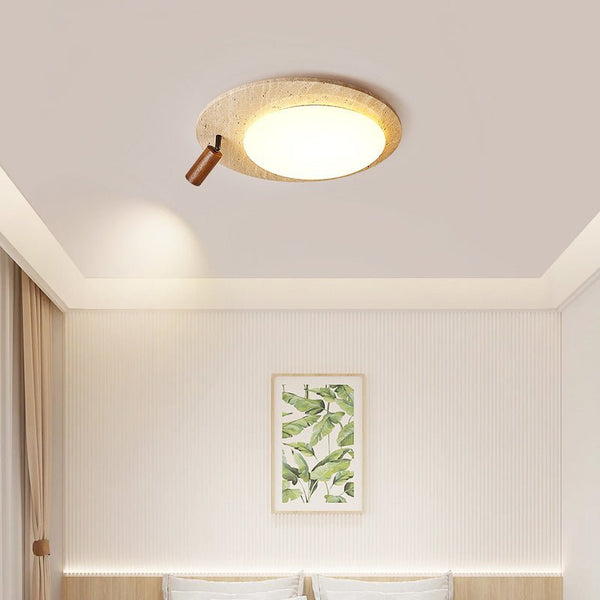 modern yellow travertine oval flush mount ceiling light