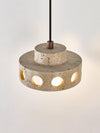 modern yellow travertine perforated ring pendant light