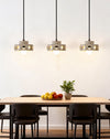 modern yellow travertine perforated ring pendant light