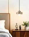 modern yellow travertine perforated ring pendant light