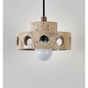modern yellow travertine perforated ring pendant light