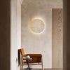 modern yellow travertine round led wall sconce