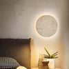 modern yellow travertine round led wall sconce