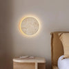 modern yellow travertine round led wall sconce