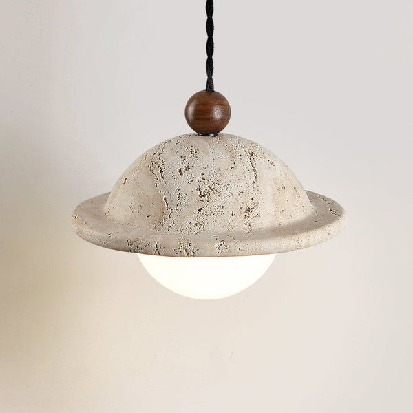 modern yellow travertine saucer pendant light