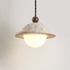 modern yellow travertine saucer pendant light