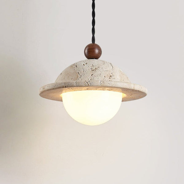 modern yellow travertine saucer pendant light