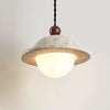 modern yellow travertine saucer pendant light
