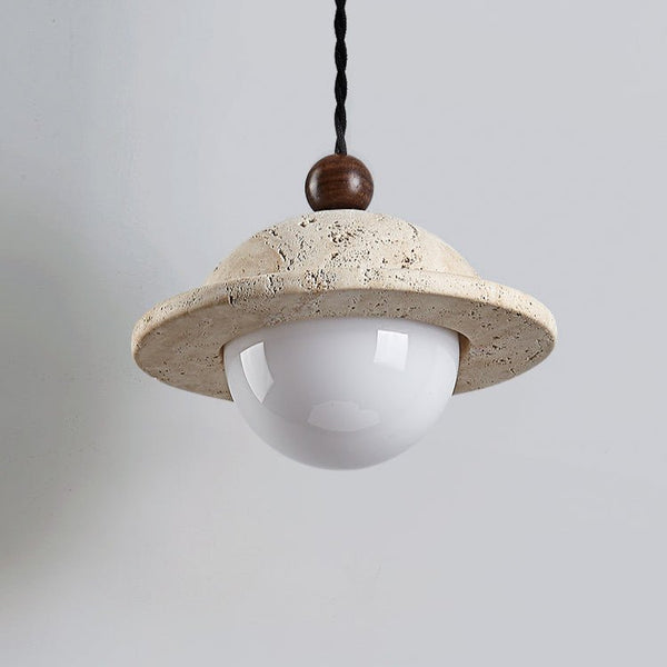 modern yellow travertine saucer pendant light