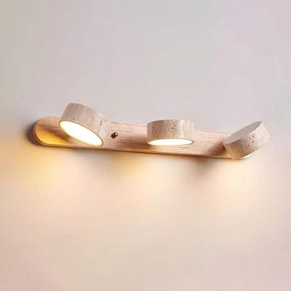 modern yellow travertine solid wood led wall lamp