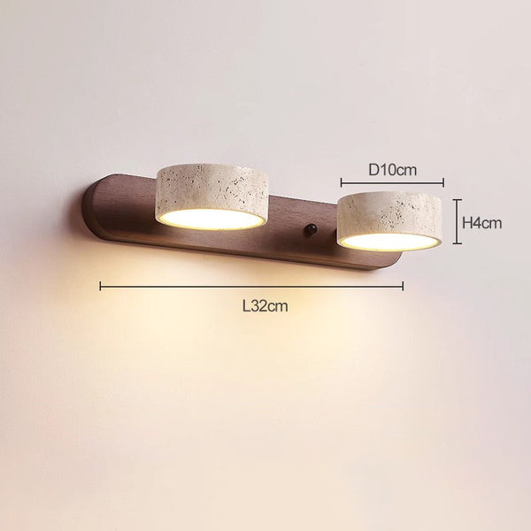 modern yellow travertine solid wood led wall lamp