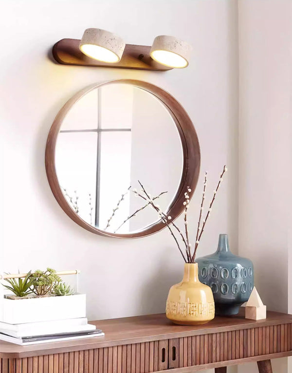 modern yellow travertine solid wood led wall lamp