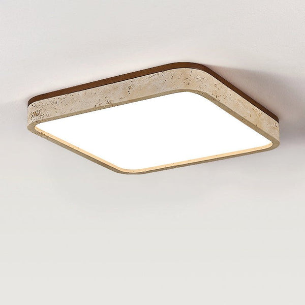 modern yellow travertine square flush mount ceiling light