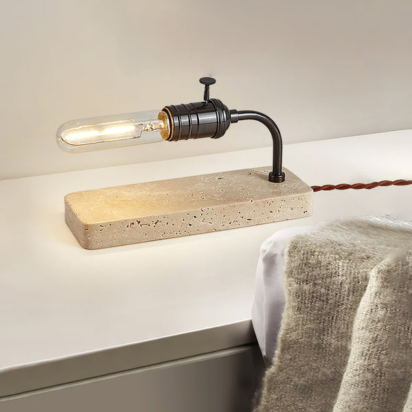 modern yellow travertine tube table lamp