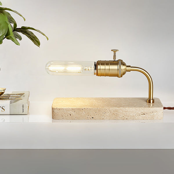 modern yellow travertine tube table lamp