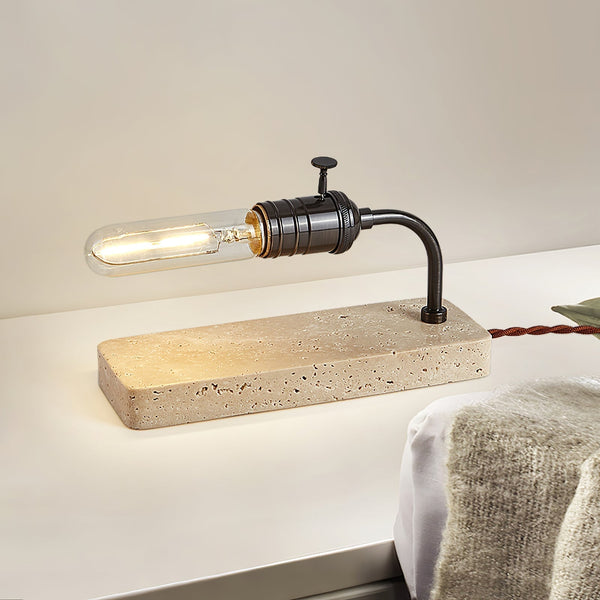 modern yellow travertine tube table lamp