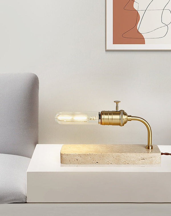 modern yellow travertine tube table lamp