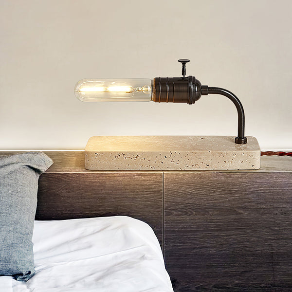 modern yellow travertine tube table lamp