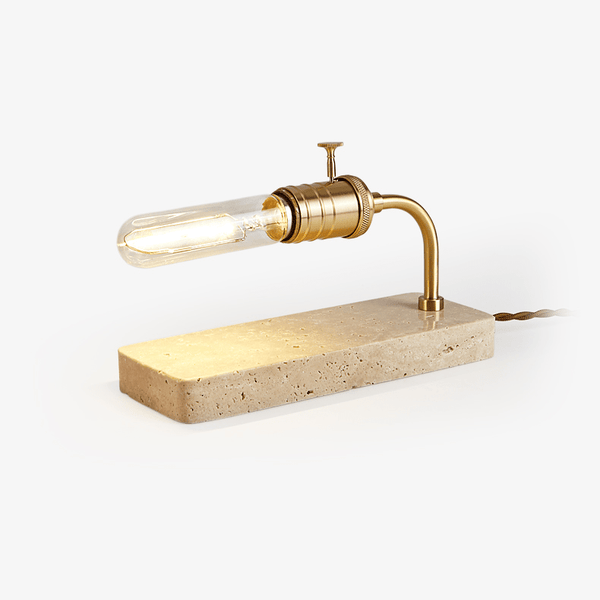 modern yellow travertine tube table lamp