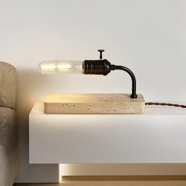 modern yellow travertine tube table lamp