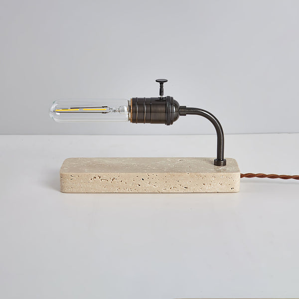 modern yellow travertine tube table lamp