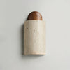 modern yellow travertine walnut capsule wall sconce