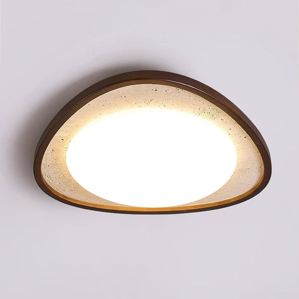 modern yellow travertine walnut flush mount ceiling light