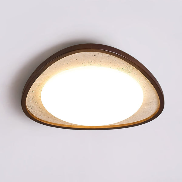 modern yellow travertine walnut flush mount ceiling light