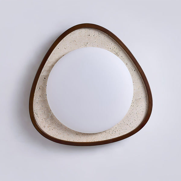 modern yellow travertine walnut flush mount ceiling light