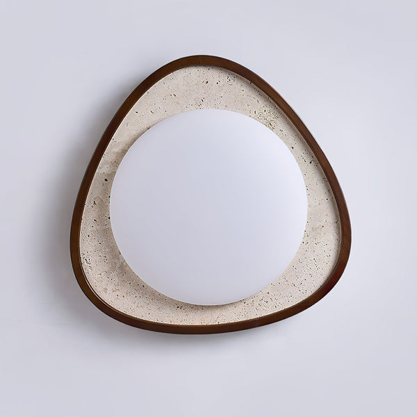modern yellow travertine walnut flush mount ceiling light