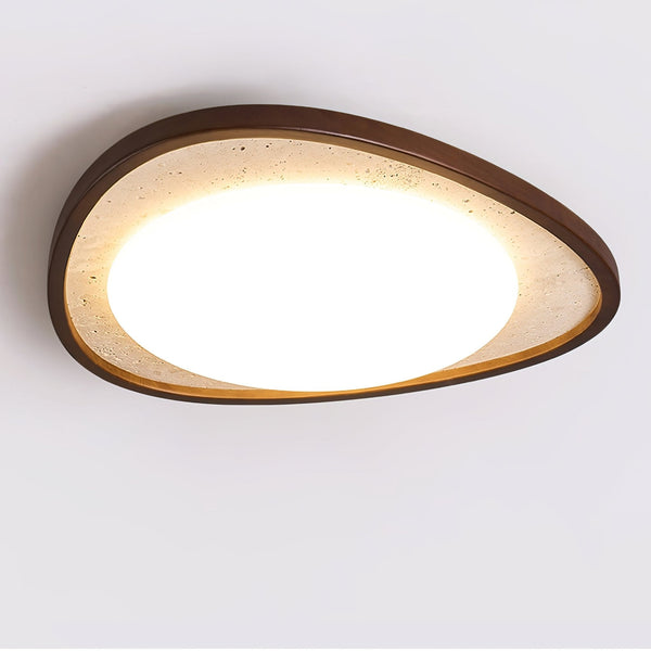 modern yellow travertine walnut flush mount ceiling light