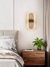 modern yellow travertine walnut led wall sconce 3