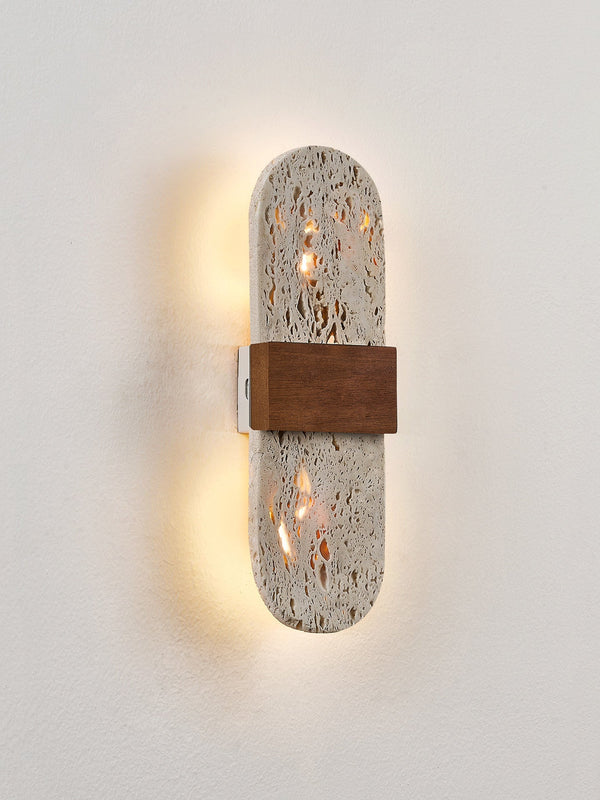modern yellow travertine walnut led wall sconce 3