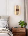 modern yellow travertine walnut led wall sconce 3