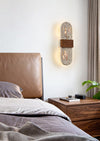 modern yellow travertine walnut led wall sconce 3