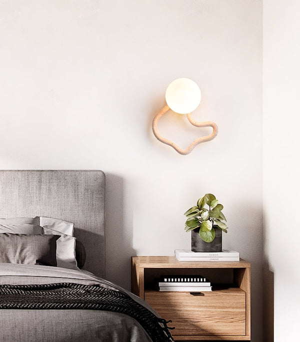 modern yellow travertine walnut serpentine wall sconce