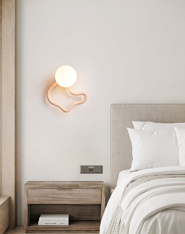 modern yellow travertine walnut serpentine wall sconce