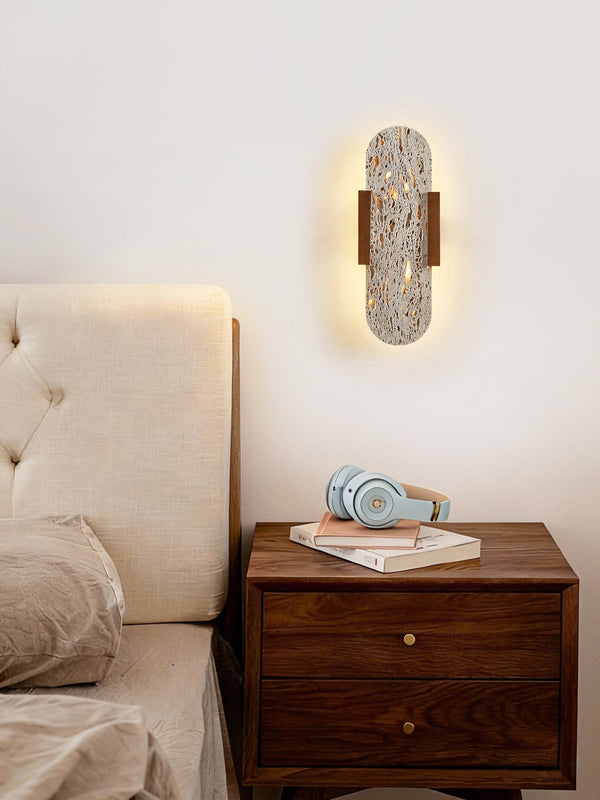 modern yellow travertine walnut wall sconce 3