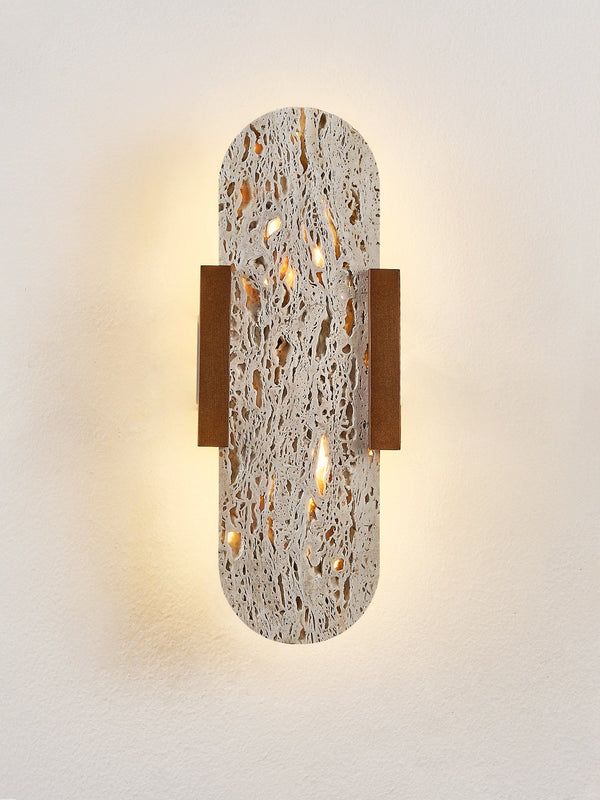 modern yellow travertine walnut wall sconce 3