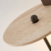 modern yellow travertine walnut wood arc wall lamp