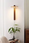 modern yellow travertine walnut wood arc wall lamp