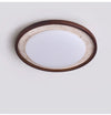modern yellow travertine walnut wood led flush mount ceiling light